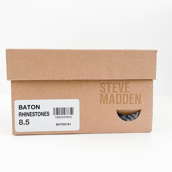 Steve Madden Baton Rhinestone Silver Mules Sandals Heels - Picture 13 of 14